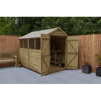 Forest Garden 8x6 Apex Overlap Pressure Treated Wooden Garden Shed with Double Door