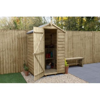 Forest Garden 4x3 Apex Overlap Pressure Treated Wooden Garden Shed (No Window / Installation Included)