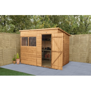 Forest Garden 8x6 Pent Shiplap Dipped Wooden Garden Shed (Installation Included)