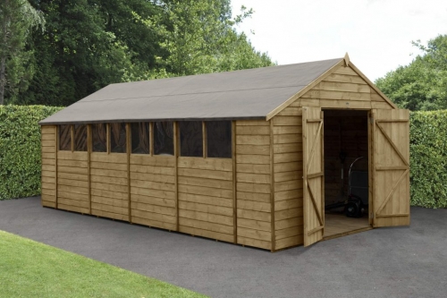 Forest Garden 10x20 Apex Overlap Pressure Treated Wooden Garden Shed with Double Door