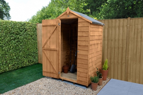 Forest Garden 4 x 3 Overlap Dip Treated Apex  Wooden Garden Shed (No Window)