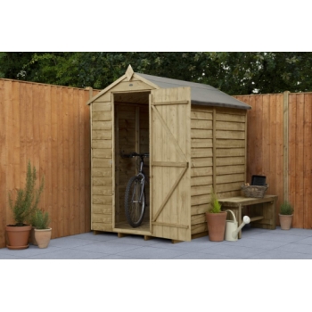 Forest Garden 6x4 Overlap Pressure Treated Apex Wooden Garden Shed (No Window / Installation Included)