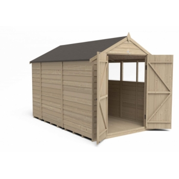 Forest Garden 10x6 Apex Overlap Pressure Treated Wooden Garden Shed with Double Door