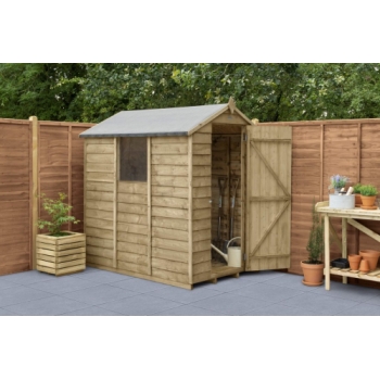 Forest Garden 6x4 Overlap Pressure Treated Apex Wooden Garden Shed (Installation Included)