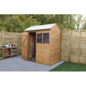 Forest Garden 6x4 Reverse Apex Shiplap Dipped Wooden Garden Shed (Installation Included)