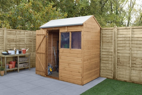 Forest Garden 6x4 Reverse Apex Shiplap Dipped Wooden Garden Shed (Installation Included)