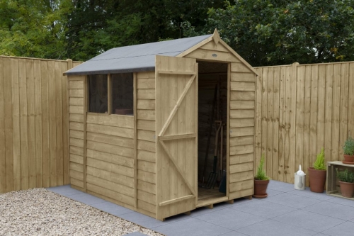 Forest Garden 7x5 Apex Overlap Pressure Treated Wooden Garden Shed