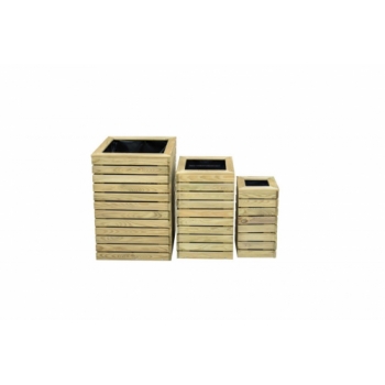 Forest Garden Contemporary Slatted Planter (Set of 3)