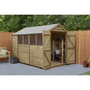 Forest Garden 10x6 Apex Overlap Pressure Treated Wooden Garden Shed with Double Door (Installation Included)