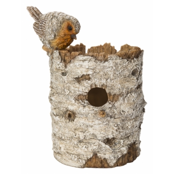 Vivid Arts Silver Birch Robin Bird House/Feeder - Size D