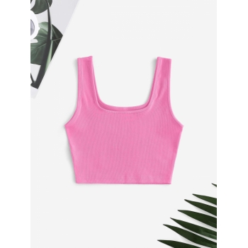 Women Tank Tops Sleeveless Essential Plain Ribbed Cropped Tops Basic Summer Versatile Tank Top S Light purple