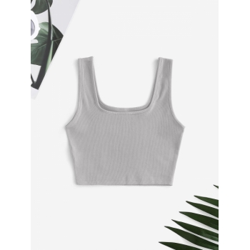 Women Tank Tops Sleeveless Essential Plain Ribbed Cropped Tops Basic Summer Versatile Tank Top M Light gray