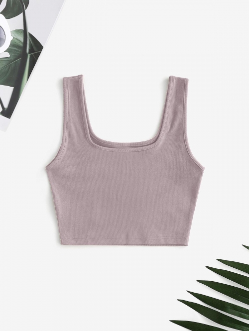 Women Tank Tops Sleeveless Essential Plain Ribbed Cropped Tops Basic Summer Versatile Tank Top S Mauve