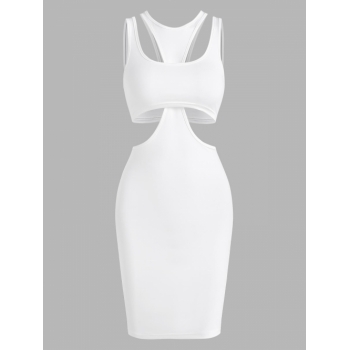 Bodycon Dress Jersey Crop Top and Slinky Cutout Tank Dress M White