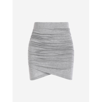 Ruched Bodycon Tulip Skirt Light gray