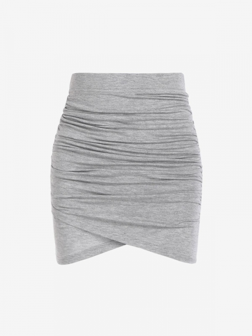 Ruched Bodycon Tulip Skirt Light gray