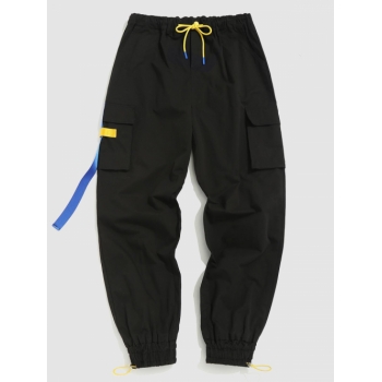 ZAFUL Men's ZAFUL Streetwear Colorblock Ribbon Cargo Techwear Pants Xxl Black