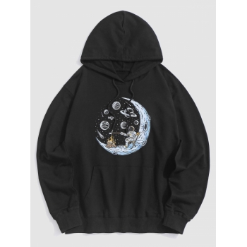 ZAFUL Men's Space Moon Astronaut Graphic Hoodie L Black