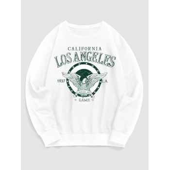 ZAFUL Men's LOS ANGELES Eagle Vintage Graphic Sweatshirt M White