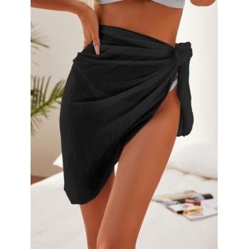 Women Beach Tie Side Beach Sarong Black