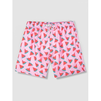 ZAFUL Men's Watermelon Print Drawstring Pocket Shorts M Light pink