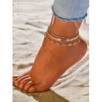 Fashion Women 3Pcs Multi-layer Arrow Shape Beach Anklets