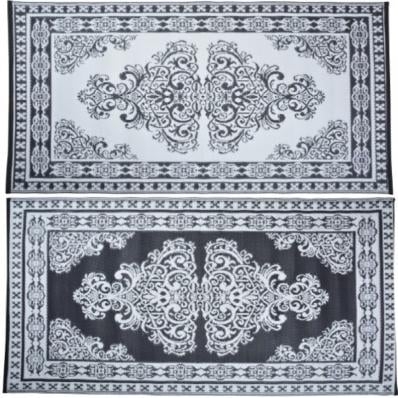 Fallen Fruits Reversible Persian Style Outdoor Garden Carpet (Black & White)