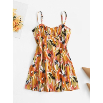 Mini Dress Ruched Abstract Print Cami Mini Dress M