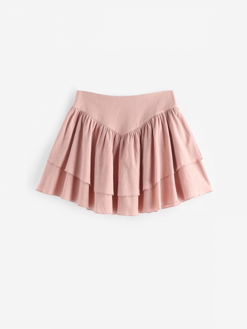 ZAFUL Layered Mini Skirt L Light pink