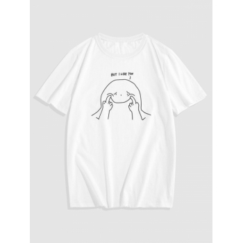 ZAFUL Making Naughty Face Print Graphic T-shirt Xl White