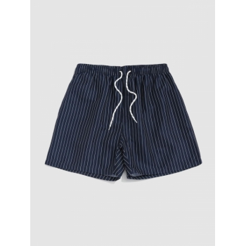 ZAFUL Men's Pinstripe Pocket Drawstring Shorts M Deep blue