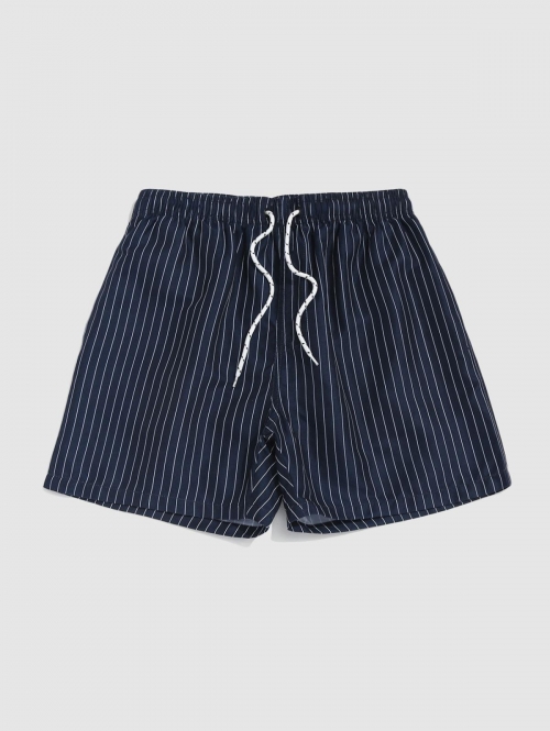 ZAFUL Men's Pinstripe Pocket Drawstring Shorts M Deep blue