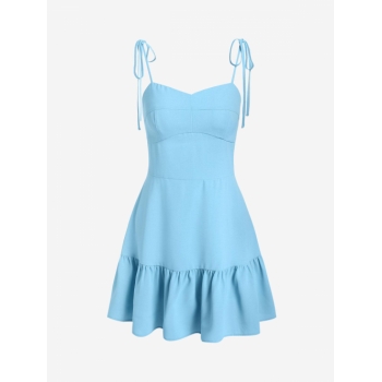 Mini Dress ZAFUL Cami Tie Shoulder Ruffled Hem Mini Dress S Light blue