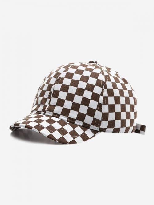 Fashion Women Sunscreen Checkerboard Pattern Baseball Cap