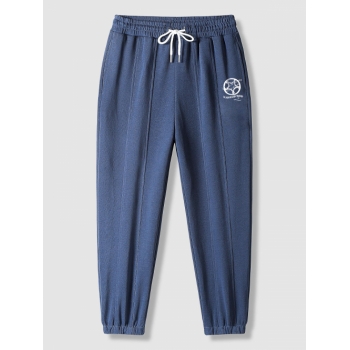 ZAFUL Men's Geometric Letter Pattern Jogger Sweatpants M Deep blue