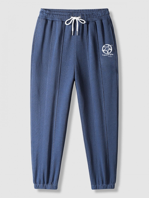 ZAFUL Men's Geometric Letter Pattern Jogger Sweatpants M Deep blue