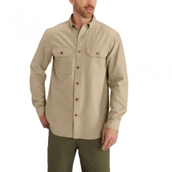 Carhartt Mens Long Sleeve Washed Fort Solid Cotton Button Shirt L - Chest 42-44' (107-112cm)