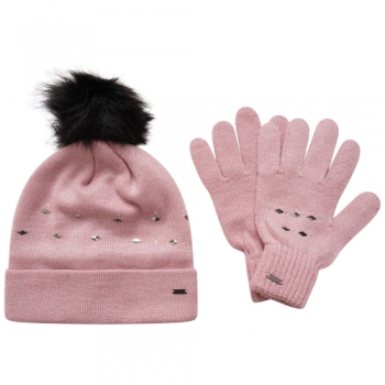 Dare 2b Womens Bejewel II Set Knitted Bobble Hat and Gloves One Size