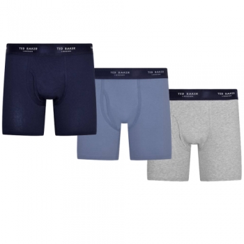 Ted Baker Mens 3 Pack Breathable Cotton Boxer Shorts Extra Large- Waist 40-42', (102-107cm)