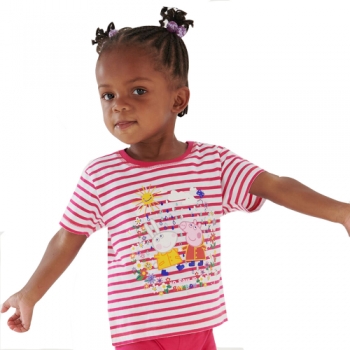 Regatta Girls Peppa Stripe Coolweave Cotton Jersey T Shirt 60-72 Months (110-116cm)