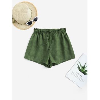 ZAFUL Pull On Paperbag Shorts M Deep green