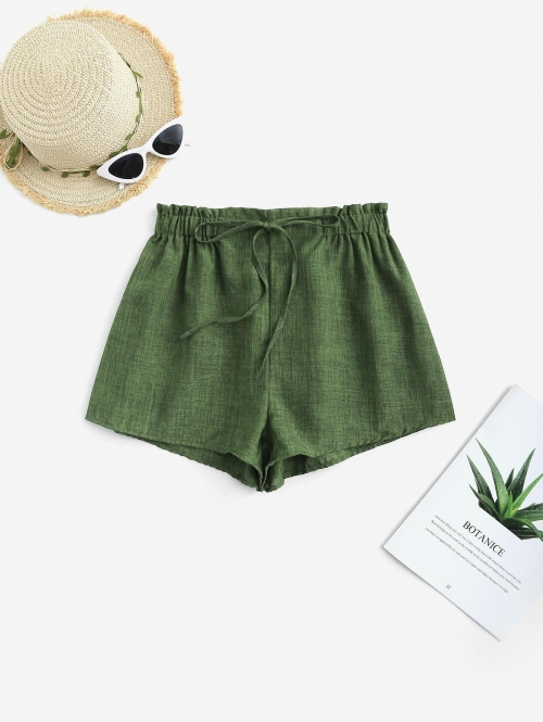 ZAFUL Pull On Paperbag Shorts M Deep green