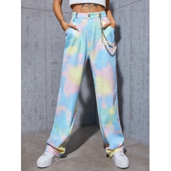 Tie Dye Slouchy High Waist Baggy Jeans L