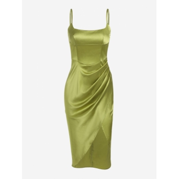 Mini Dress ZAFUL Satin Draped Slit Midi Dress M Light green