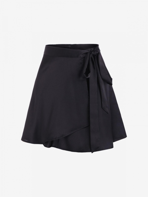 Mini Wrap Skirt L Black