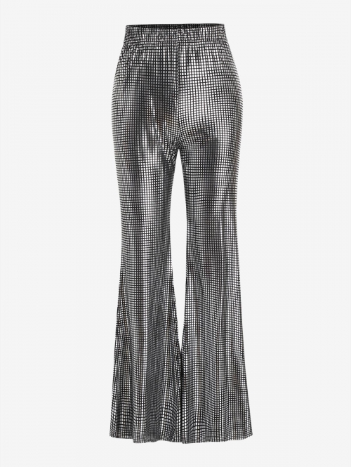 90s Sparkly Metallic Flare Pants M Black