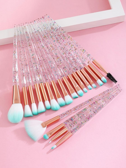 20Pcs Colorblock Handle Makeup Brushes Set