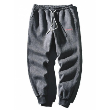 ZAFUL Men's Embroidery Letter Drawstring Jogger Sweatpants M Dark gray