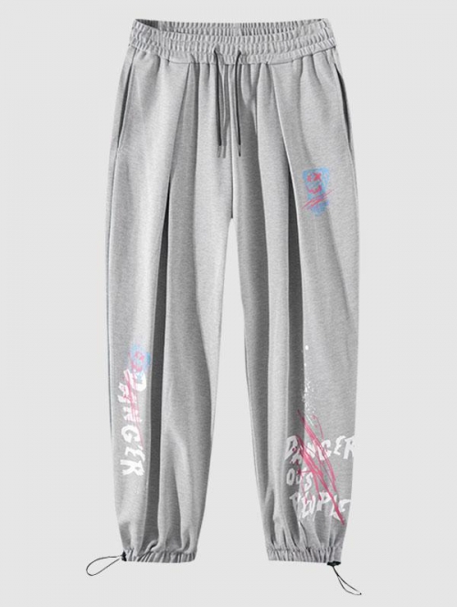 ZAFUL Men's Letter Graffiti Jogger Sweatpants L Light gray