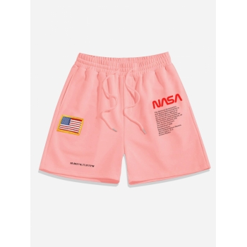 ZAFUL Letter Graphic Print Patch Sport Shorts L Light pink